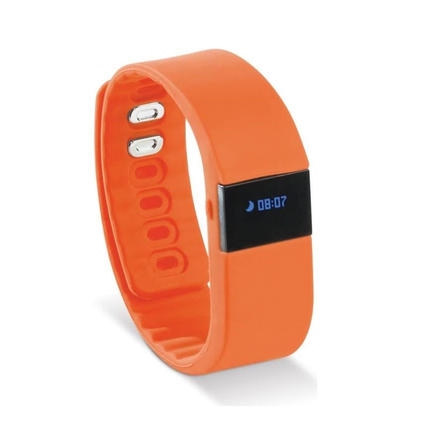 Bratara fitness VeryFit, ecran LED, Bluetooth, monitorizare somn, pasi, calorii, anti-pierdere, curea portocalie — principală