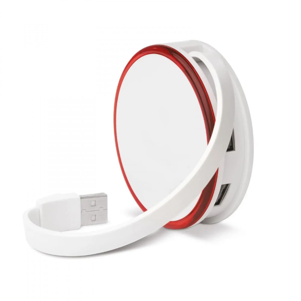 Hub USB 2.0, 4 porturi, 7.5 cm, alb/rosu — principală
