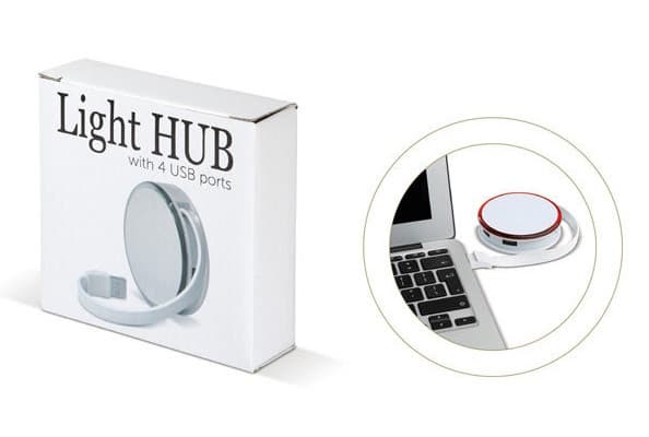 Hub USB 2.0, 4 porturi, 7.5 cm, alb/rosu — varianta 3