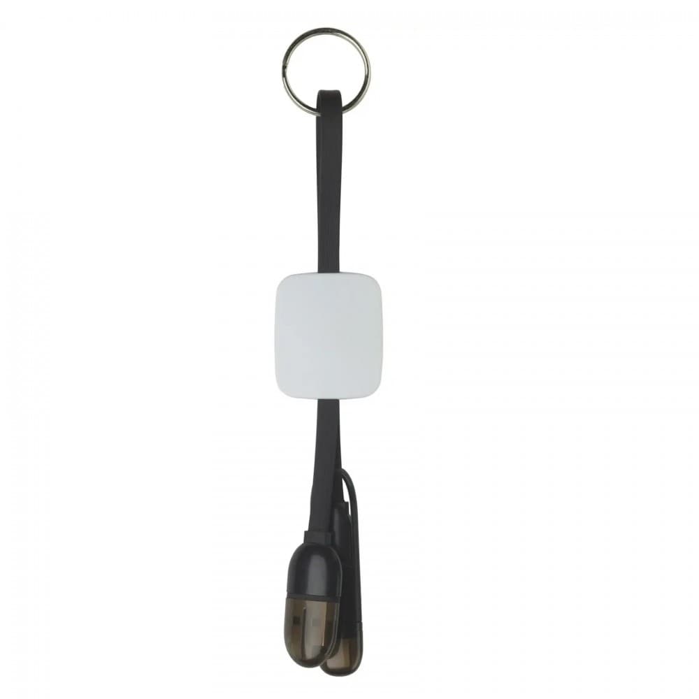 Cablu de incarcare tip breloc cu 2 capete (Type-C, MicroUSB), 17 cm, negru — principală