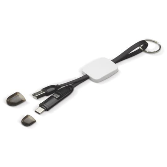 Cablu de incarcare tip breloc cu 2 capete (Type-C, MicroUSB), 17 cm, negru — varianta 2