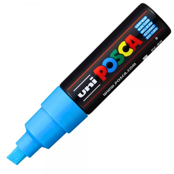 Marker UNI Posca PC-8K, varf tesit, 8.0mm, albastru deschis — principală
