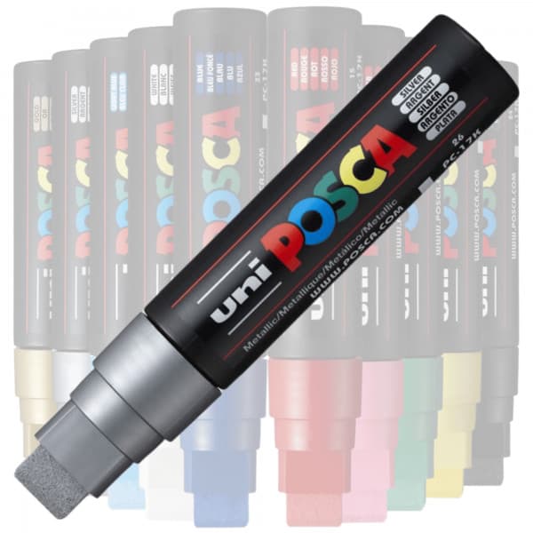 Marker UNI Posca PC-17K, varf tesit, 15.0mm argintiu — principală