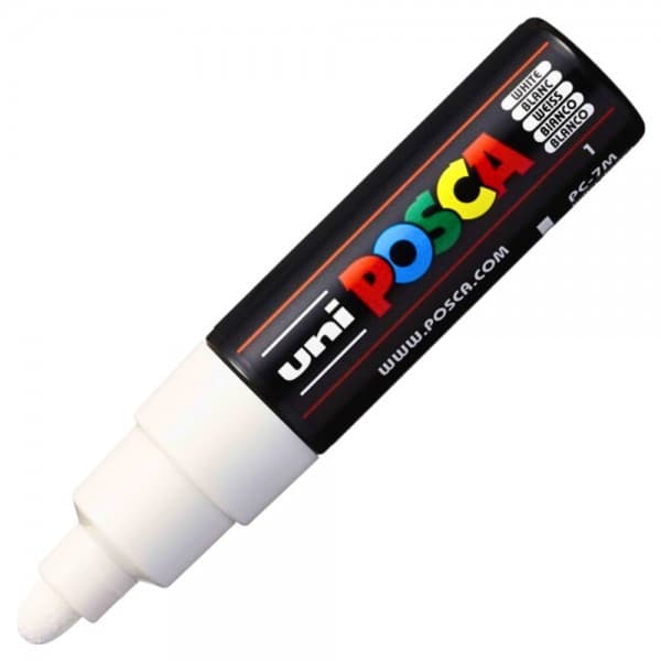 Marker UNI Posca alb  PC-7M, varf rotund, 4.5-5.5mm