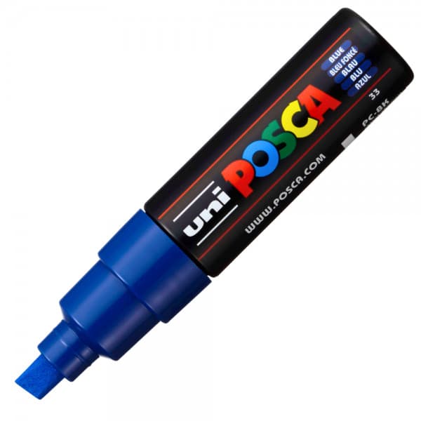 Marker UNI Posca PC-8K, varf tesit, 8.0mm, albastru — principală