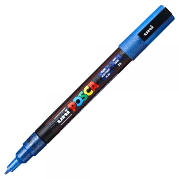 Marker UNI Posca albastru sclipici PC-3M, varf rotund, 0.9-1.3mm — principală