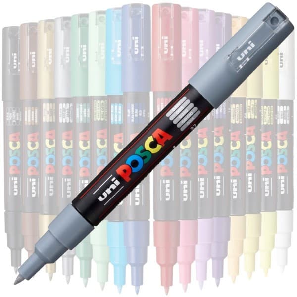 Marker UNI Posca PC-1M, varf rotund, 0.7mm gri — principală
