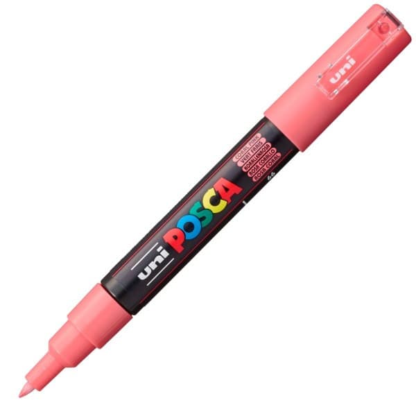 Marker UNI Posca PC-1M, varf rotund, 0.7mm roz corai — principală