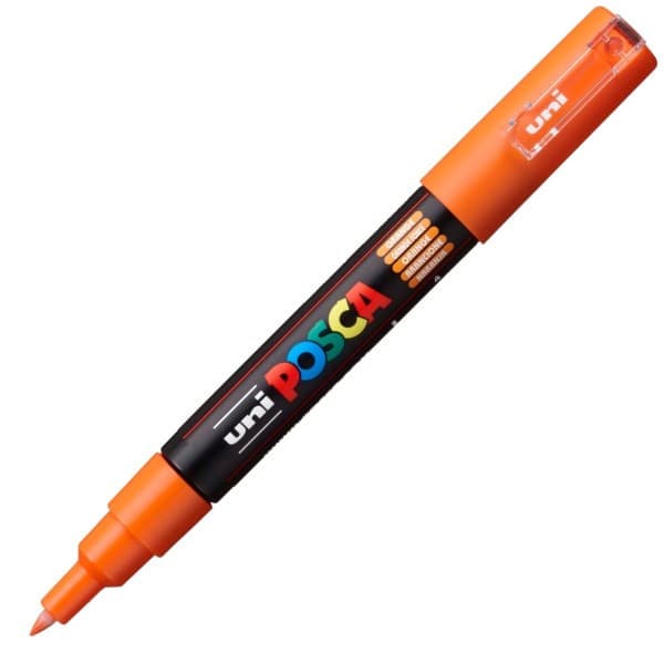 Marker UNI Posca PC-1M, varf rotund, 0.7mm portocaliu inchis — principală