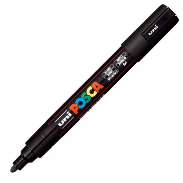 Marker UNI Posca PC-5M, varf rotund, 1.8-2.5mm negru — principală