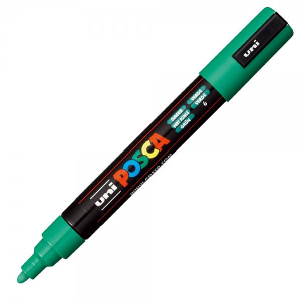 Marker UNI Posca PC-5M, varf rotund, 1.8-2.5mm verde — principală