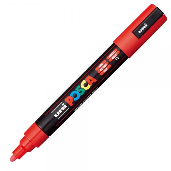 Marker UNI Posca PC-5M, varf rotund, 1.8-2.5mm rosu — principală