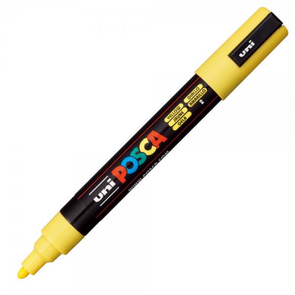 Marker UNI Posca PC-5M, varf rotund, 1.8-2.5mm galben — principală