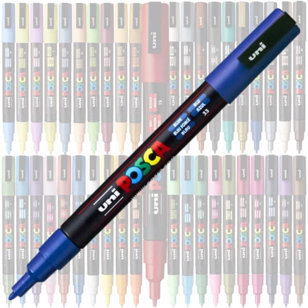 Marker UNI Posca albastru PC-3M, varf rotund, 0.9-1.3mm — principală