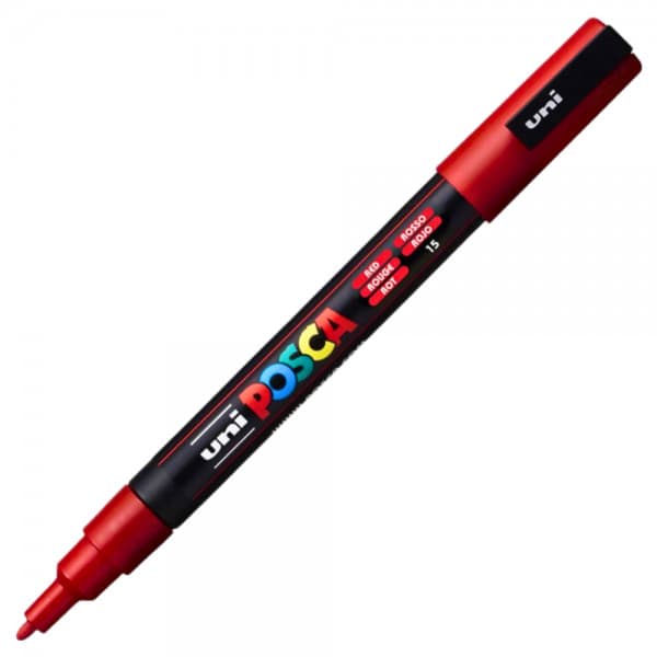 Marker UNI Posca rosu PC-3M, varf rotund, 0.9-1.3mm — principală