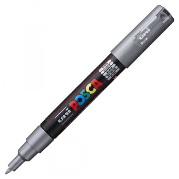 Marker UNI Posca PC-1M, varf rotund, 0.7mm argintiu — principală