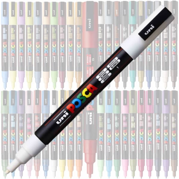 Marker UNI Posca alb  PC-3M, varf rotund, 0.9-1.3mm — principală