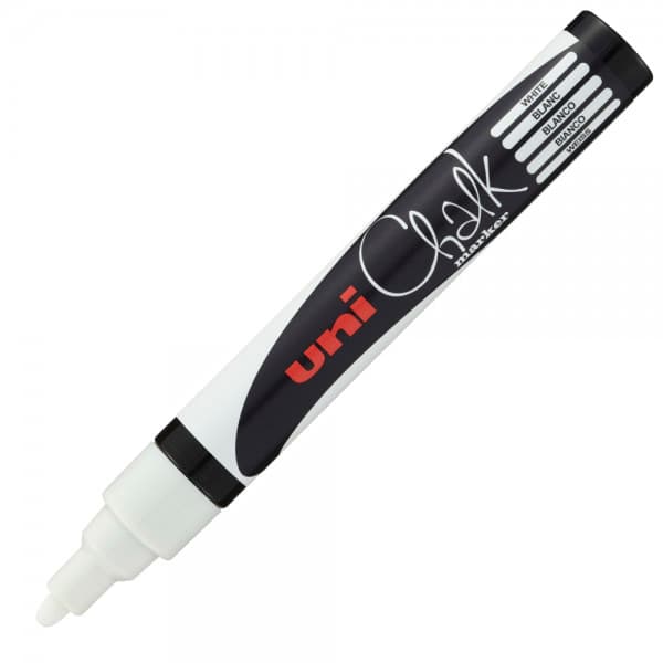 Marker cu creta UNI Chalk PWE-5M, varf rotund, 1.8-2.5mm,alb
