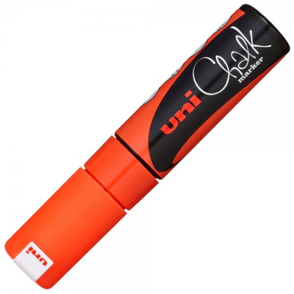Marker cu creta UNI Chalk PWE-8K, varf tesit, 8.0mm, portocaliu fluorescent
