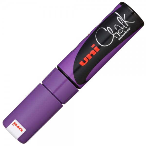 Marker cu creta UNI Chalk PWE-8K, varf tesit, 8.0mm, violet