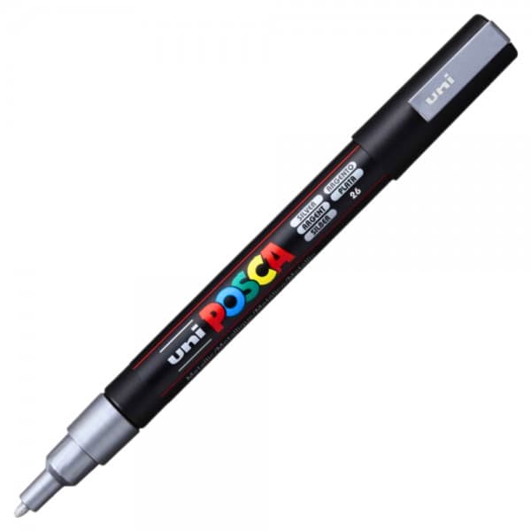 Marker UNI Posca argintiu PC-3M, varf rotund, 0.9-1.3mm — principală