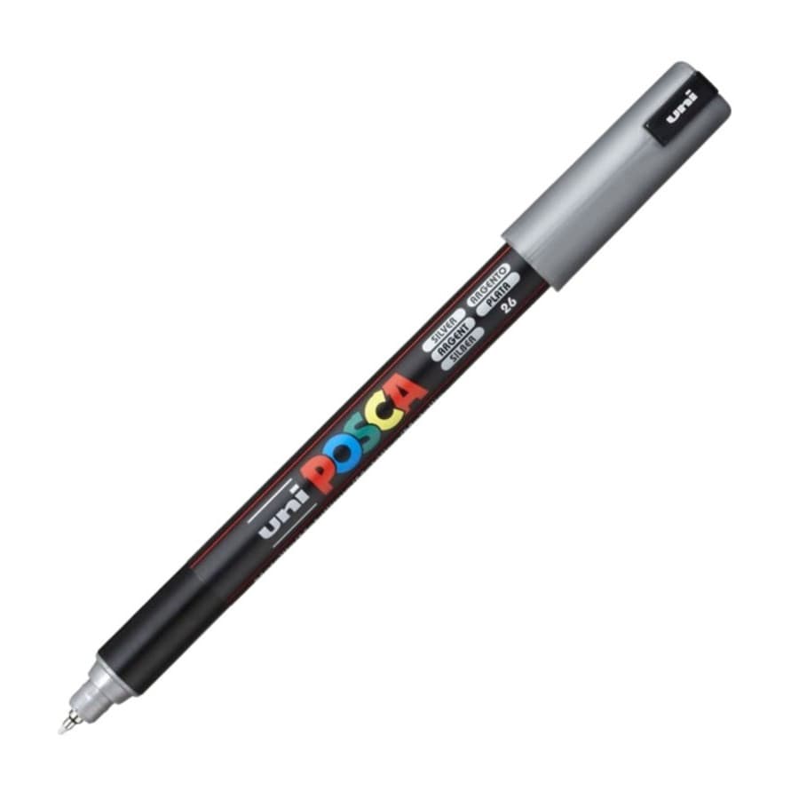 Marker UNI Posca, 0.7 mm, varf fin metalic, gri — principală