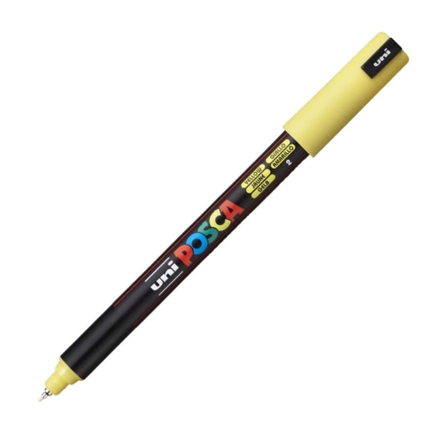 Marker UNI Posca, 0.7 mm, varf fin metalic, galben — principală