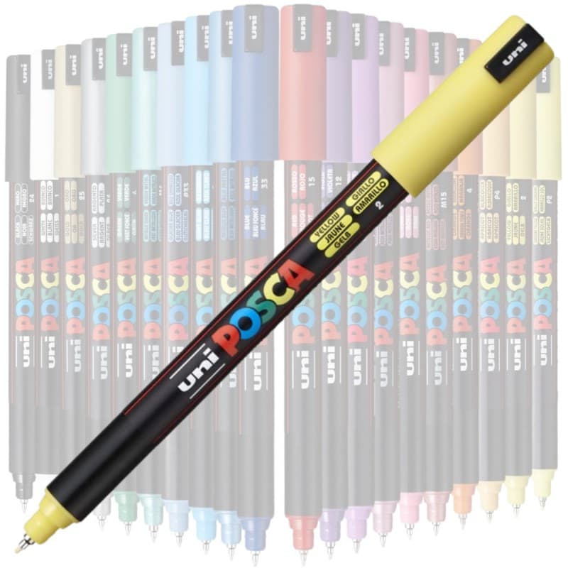 Marker UNI Posca, 0.7 mm, varf fin metalic, galben — varianta 2