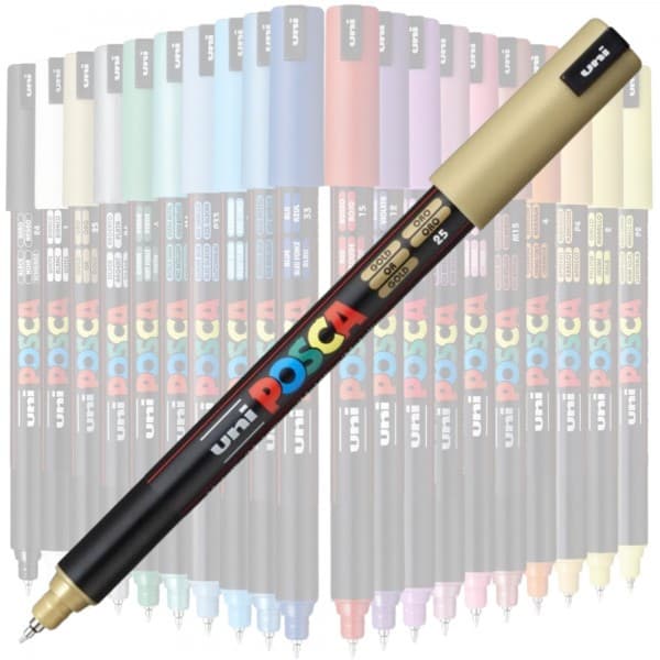 Marker UNI Posca, 0.7 mm, varf fin metalic, auriu — varianta 2