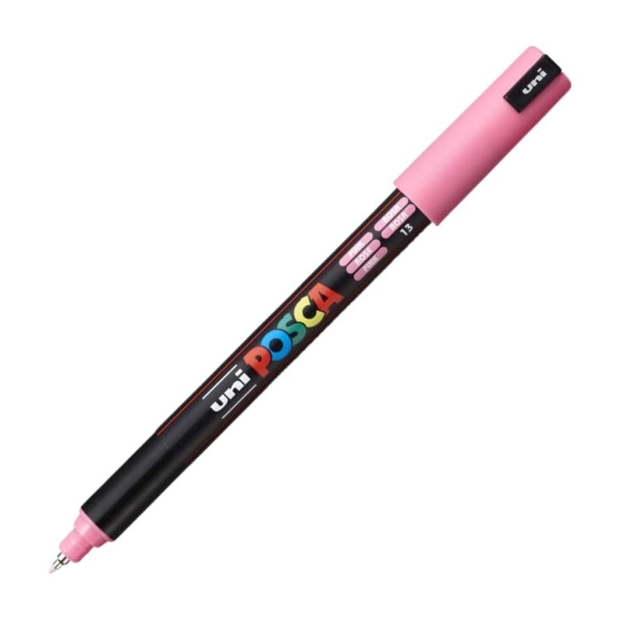 Marker UNI Posca, 0.7 mm, varf fin metalic, roz — principală