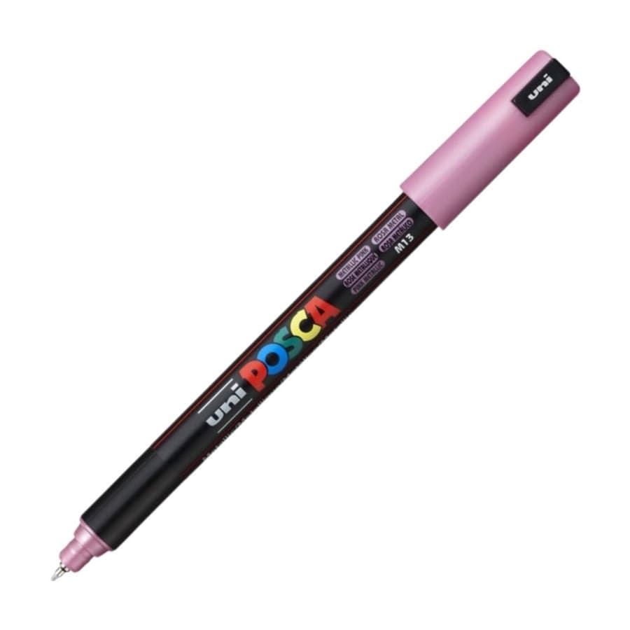 Marker UNI Posca, 0.7 mm, varf fin metalic, roz metalizat — principală