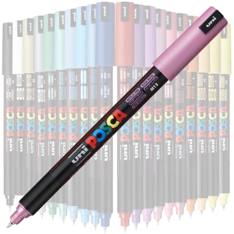 Marker UNI Posca, 0.7 mm, varf fin metalic, roz metalizat — varianta 2