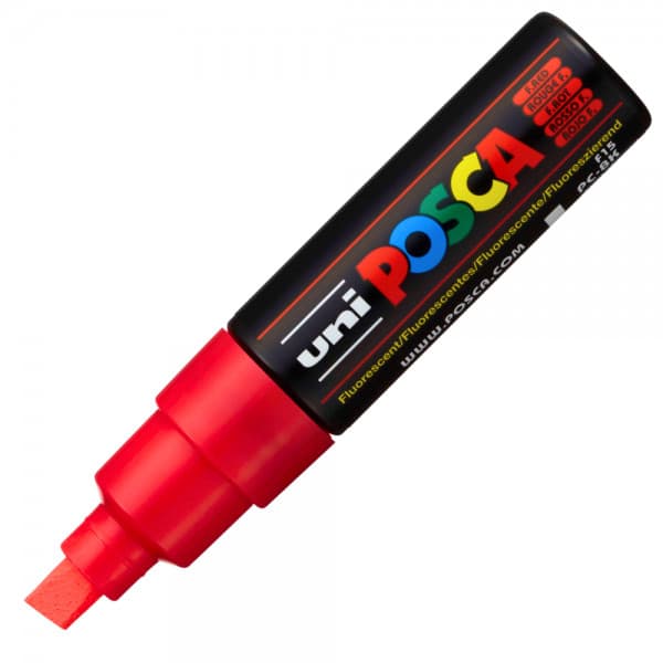 Marker UNI Posca PC-8K, varf tesit, 8.0mm, rosu fluorescent — principală