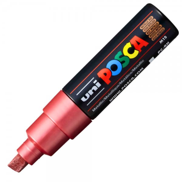 Marker UNI Posca PC-8K, varf tesit, 8.0mm, rosu metalic — principală