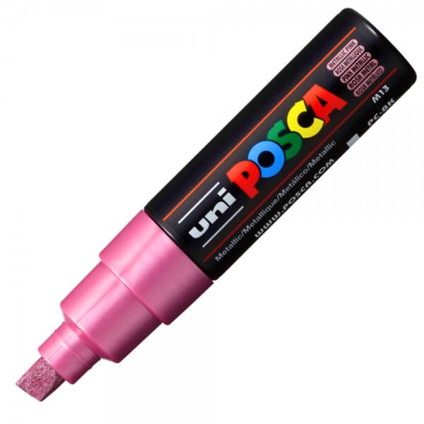 Marker UNI Posca PC-8K, varf tesit, 8.0mm , roz metalic — principală