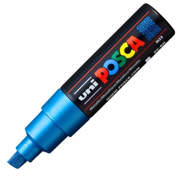 Marker UNI Posca PC-8K, varf tesit, 8.0mm, albastru metalic — principală