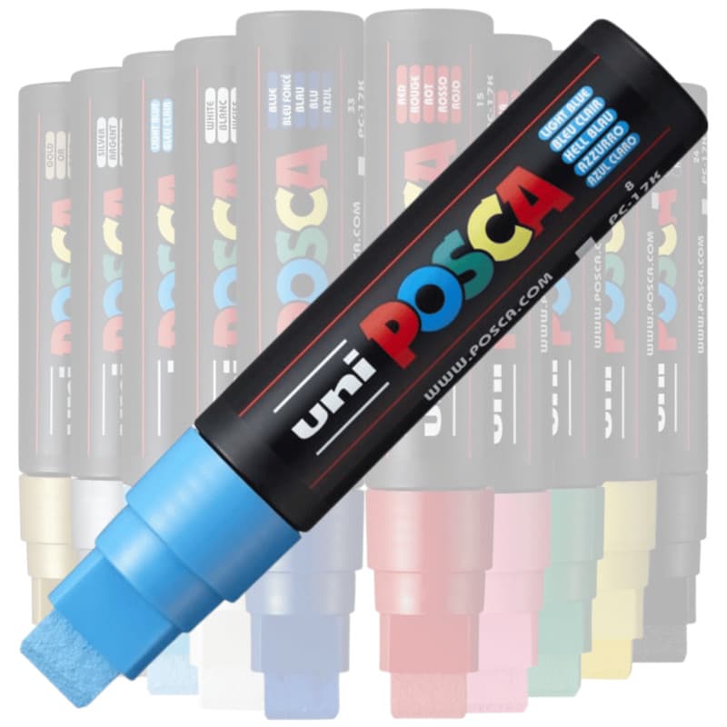 Marker UNI Posca PC-17K, varf tesit, 15.0 mm, albastru deschis — varianta 2
