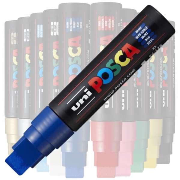 Marker UNI Posca PC-17K, varf tesit, 15.0mm albastru — principală