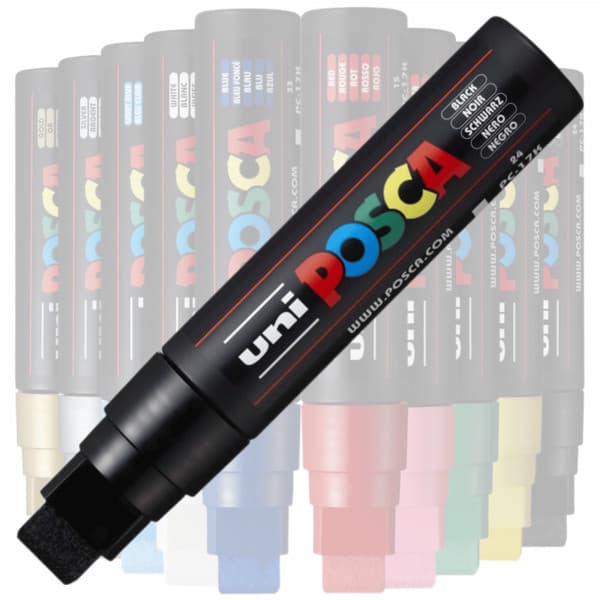 Marker UNI Posca PC-17K, varf tesit, 15.0mm negru — principală