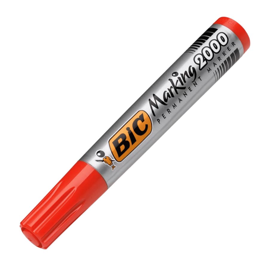 Marker permanent Bic Marking 2000, varf rotund, 1.7 mm, corp gros, rosu — principală