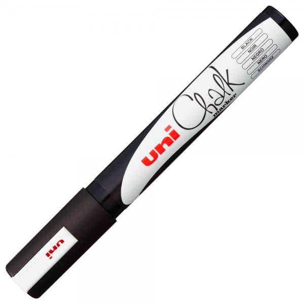 Marker cu creta UNI Chalk PWE-5M, varf rotund, 1.8-2.5mm, negru