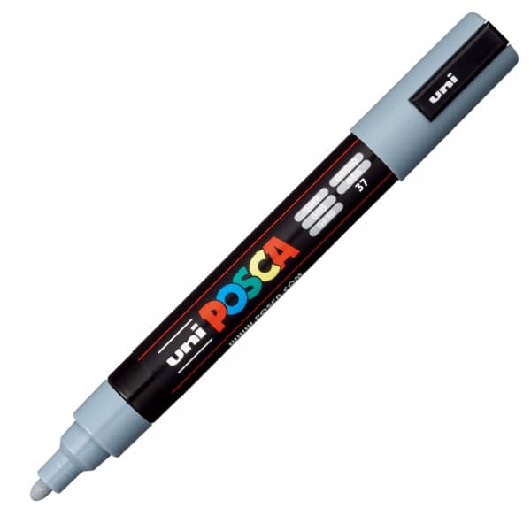 Marker UNI Posca PC-5M, varf rotund, 1.8-2.5mm gri — principală