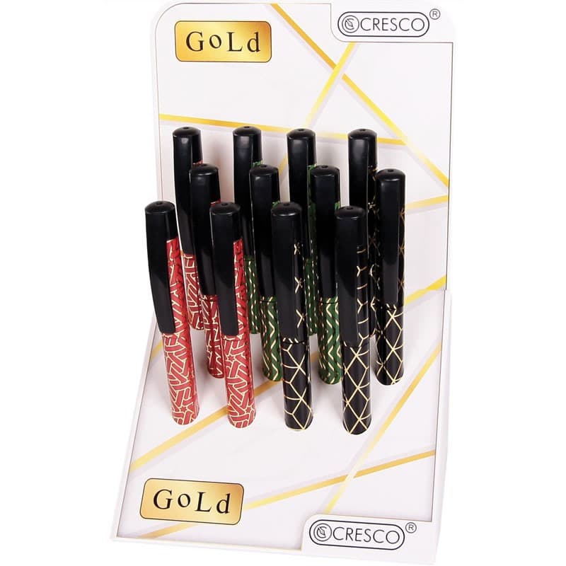 Stilou Cresco Gold 280030-C, penita iridium, alimentare rezerve, corp plastic, verde/auriu — 2