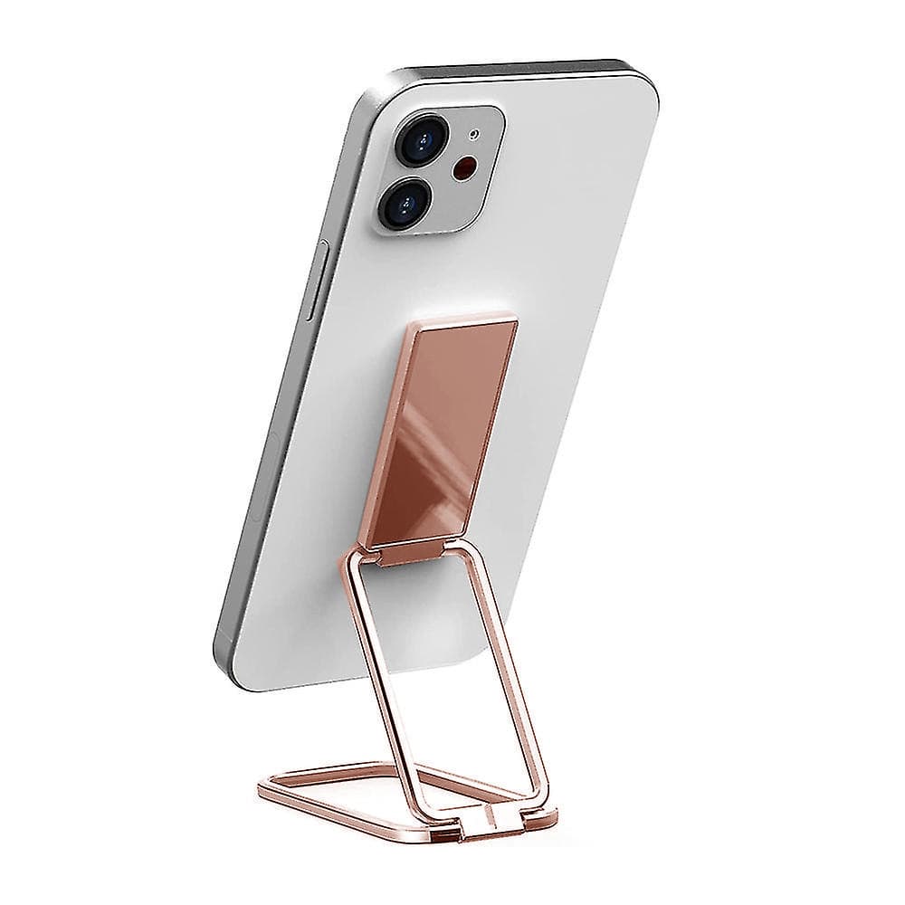 Stand metalic pliabil, prindere adeziva, compatibil telefoane si tablete PC, rose gold — principală