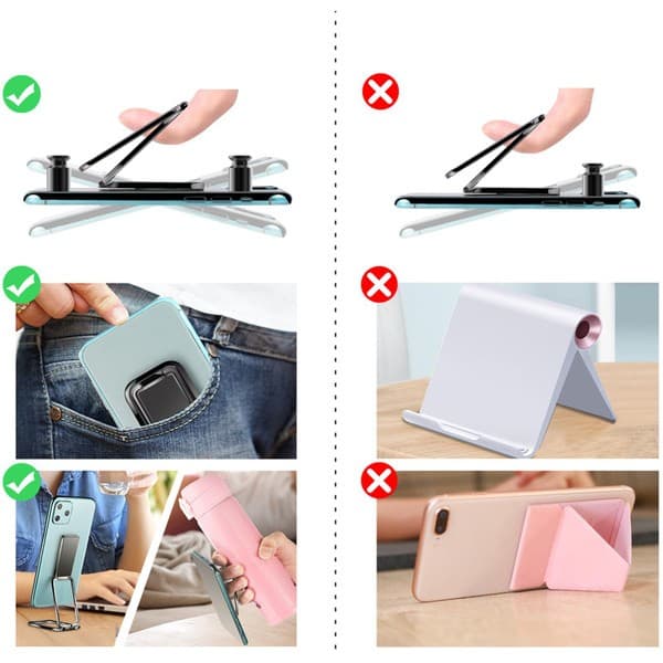 Stand metalic pliabil, prindere adeziva, compatibil telefoane si tablete PC, rose gold — varianta 5
