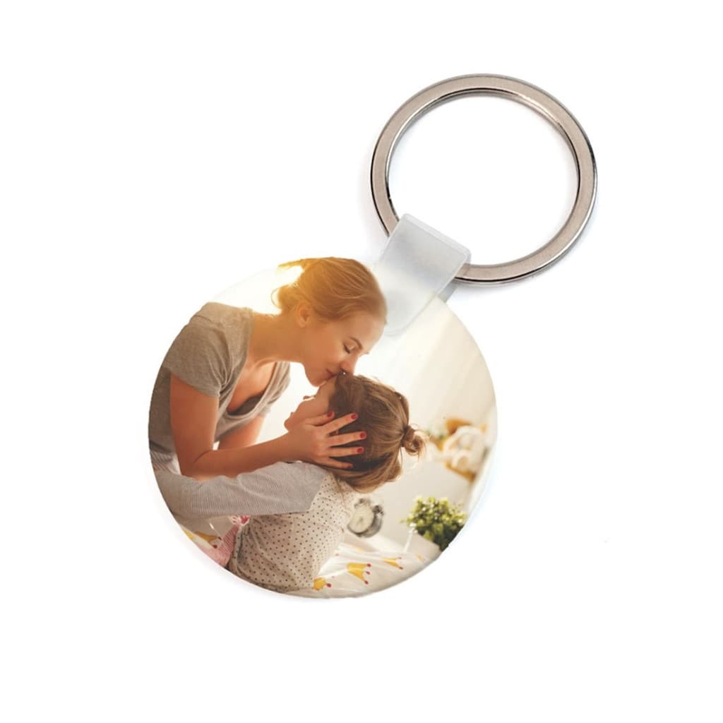 Breloc din plastic, personalizat cu poza ta, inel de sustinere metalic, rotund — principală
