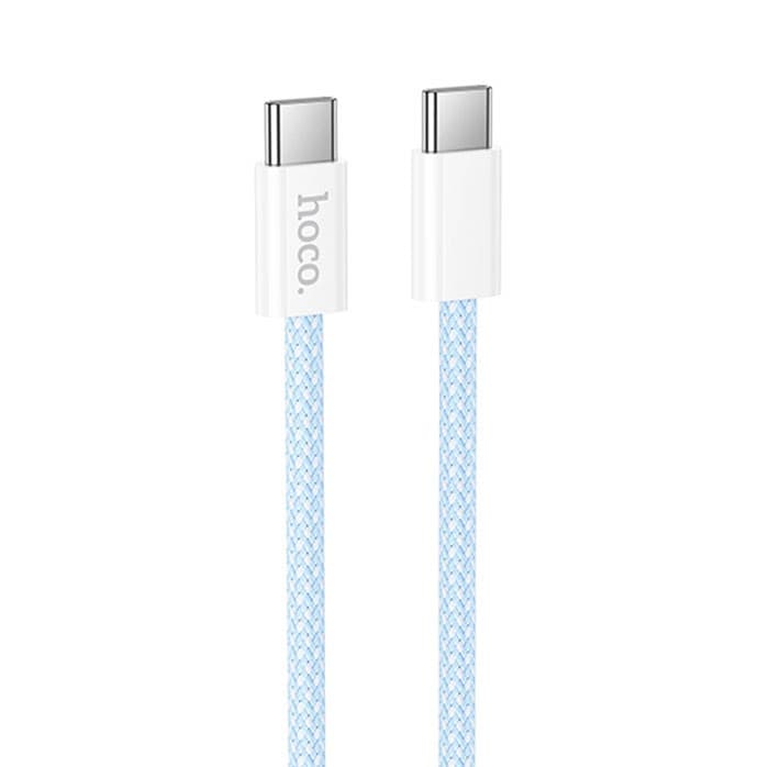 Cablu de date si incarcare Hoco X105, Type-C to Type-C, PD60W, QC3.0, 3A, 1 m, cablu impletit, incarcare rapida, albastru — principală