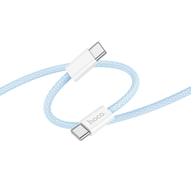 Cablu de date si incarcare Hoco X105, Type-C to Type-C, PD60W, QC3.0, 3A, 1 m, cablu impletit, incarcare rapida, albastru — varianta 2