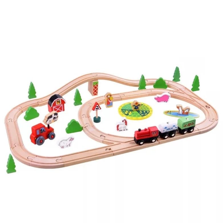 Traseu din lemn Kids Toyland, ferma, animale si accesorii, 50 piese — principală