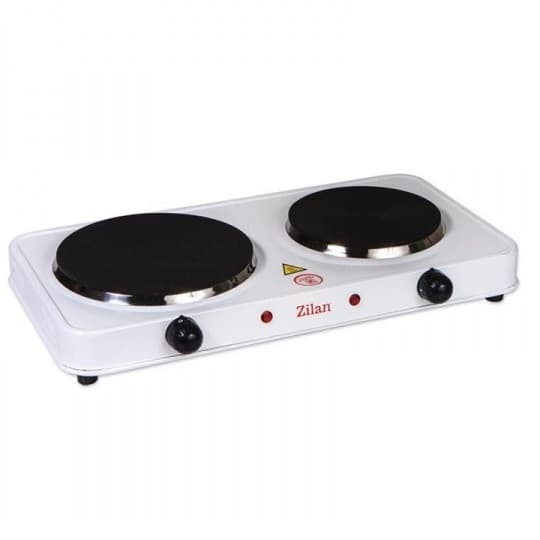 Plita electrica dubla ZLN-2180, 49 x 30 x 9 cm, 2500W, termostat reglabil, alba — principală